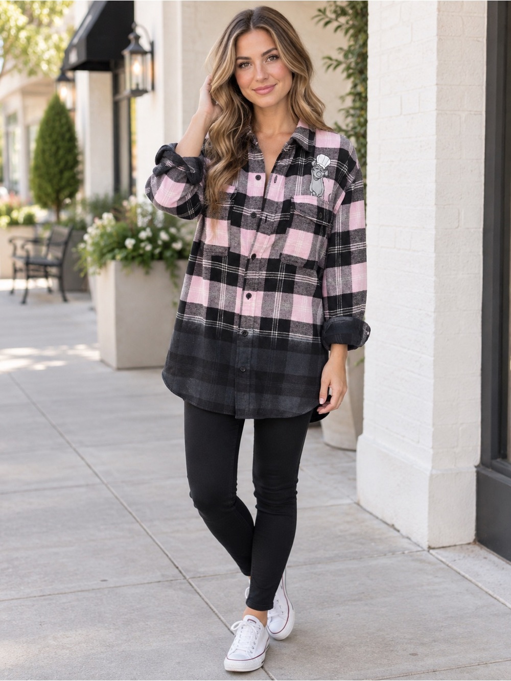 NWT Disney Parks Ratatouille Remy Ombre Plaid Flannel Shirt XS